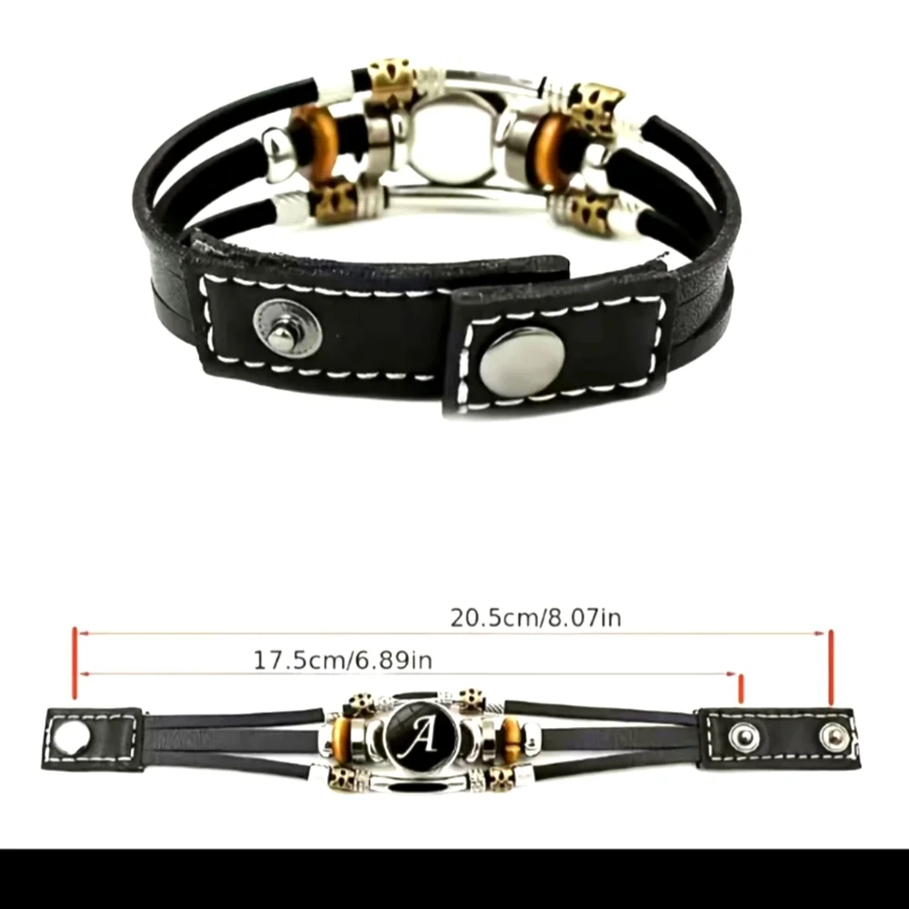 Leather Braided Initial Bracelet - Picture 2 of 4